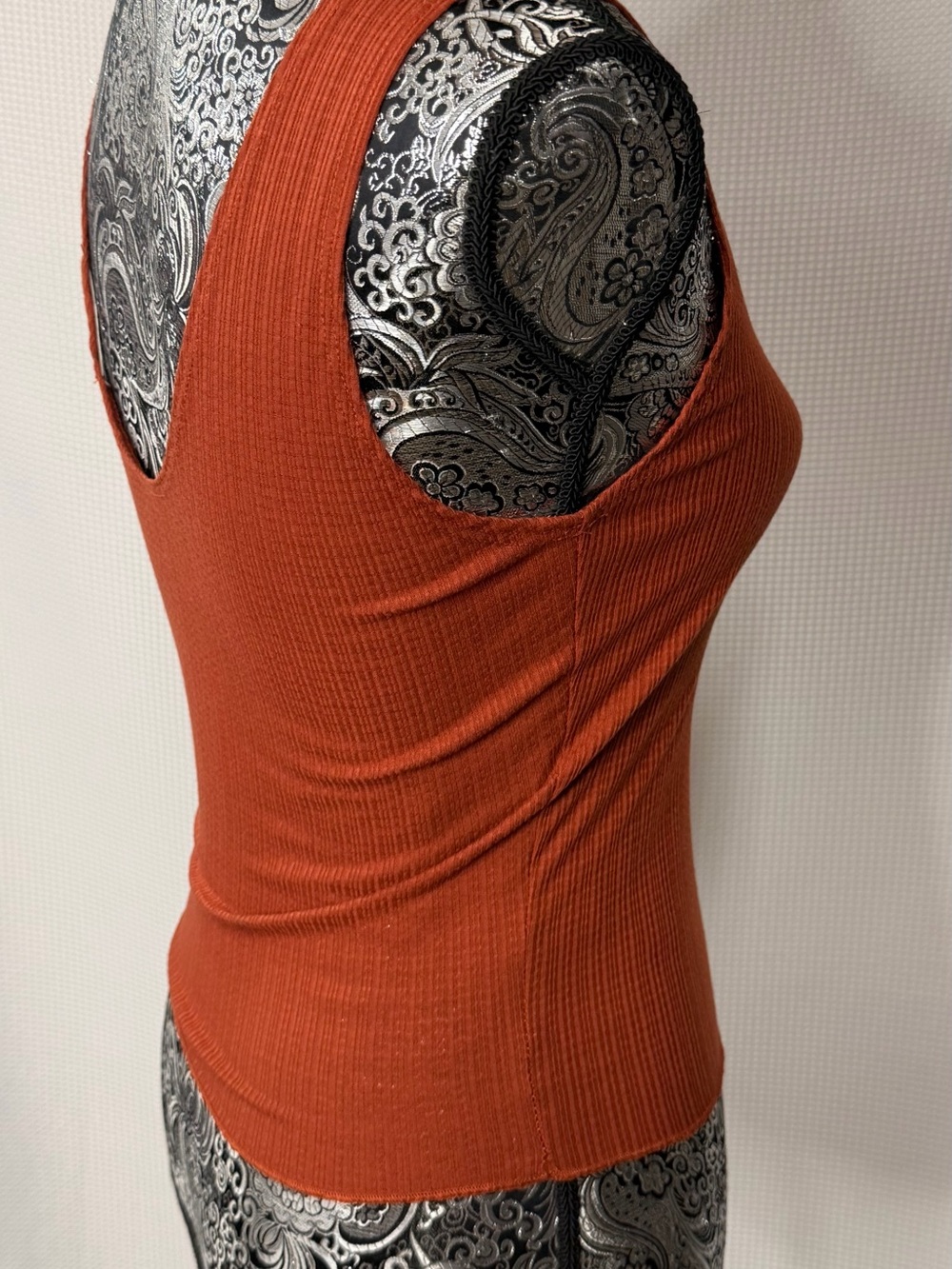 Caution To The Wind Ribbed Button-Front Tank Top in Rust - Picture 7 of 11